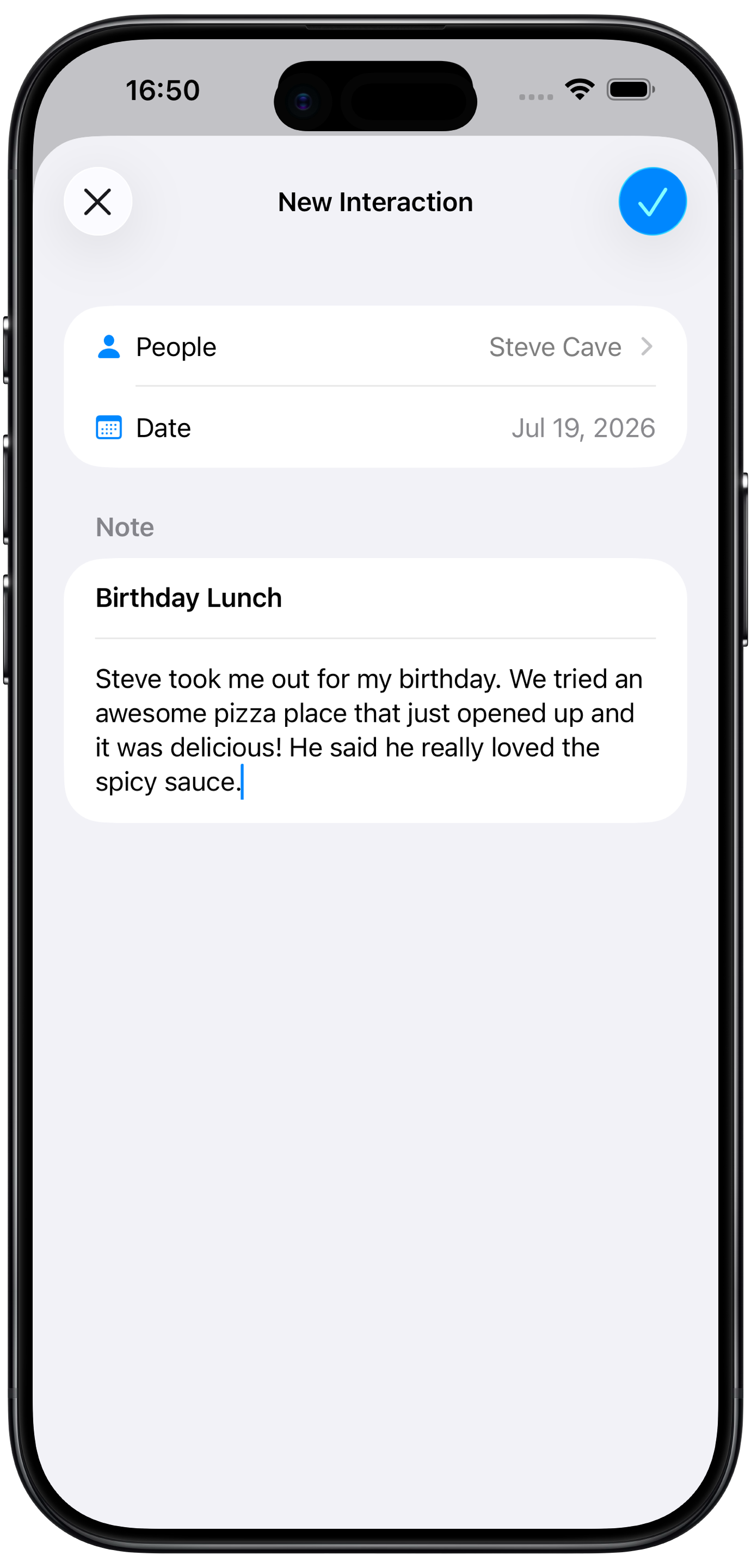 Screenshot showing how TKIT allows you to add an interaction.